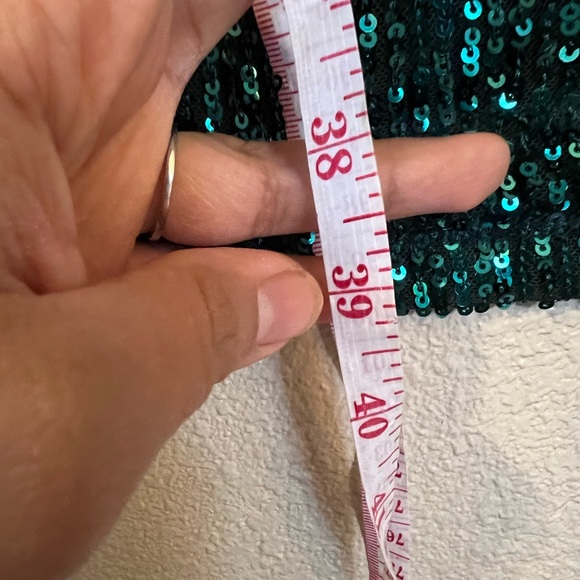 R&M Richards Short Sequin Emerald Slip On Cocktail Dress Size 14 - Picture 6 of 7